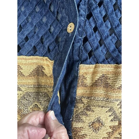 Vintage New Directions Denim Vest Sz M Fall Aztec Western Cowgirl Rodeo READ - Picture 9 of 12